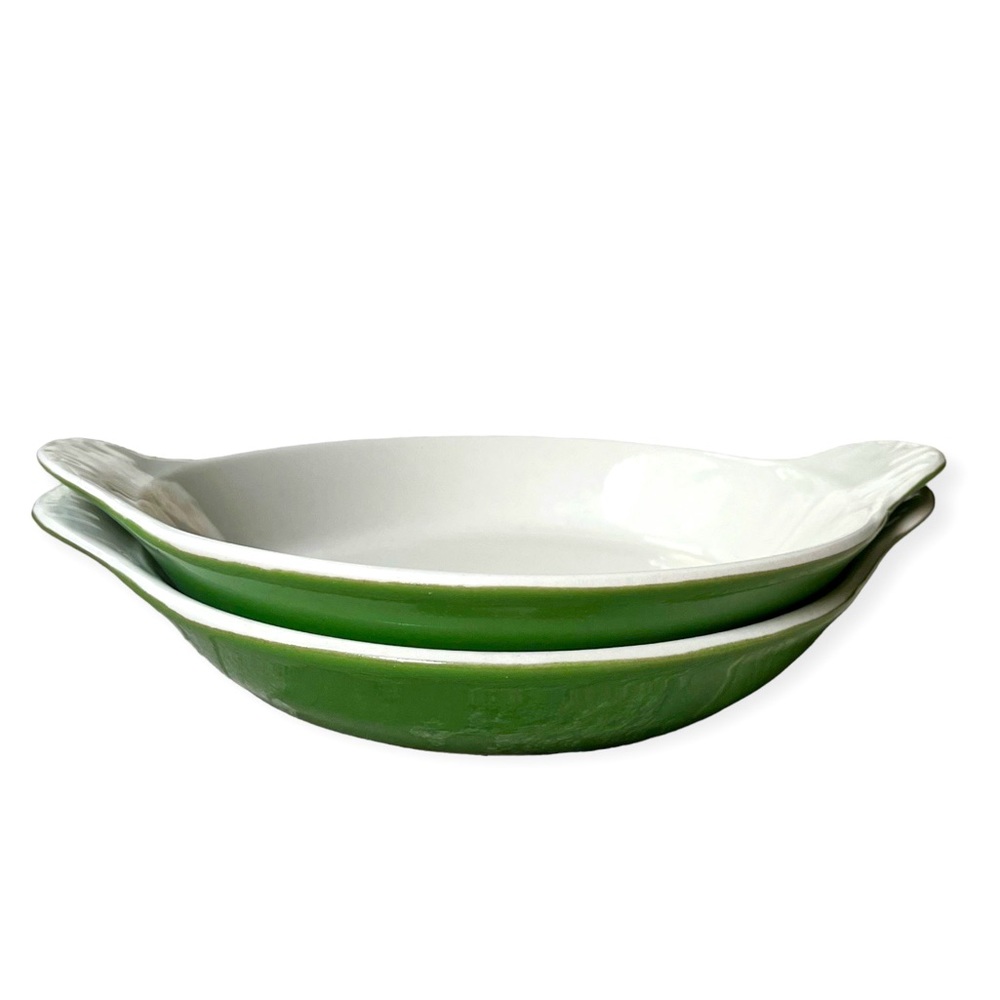 Set of 2 Vintage Hall Green Casserole Serving Dishes